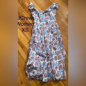 J. Crew Floral Tiered Maxi Skirt in Blue, Pink and Cream